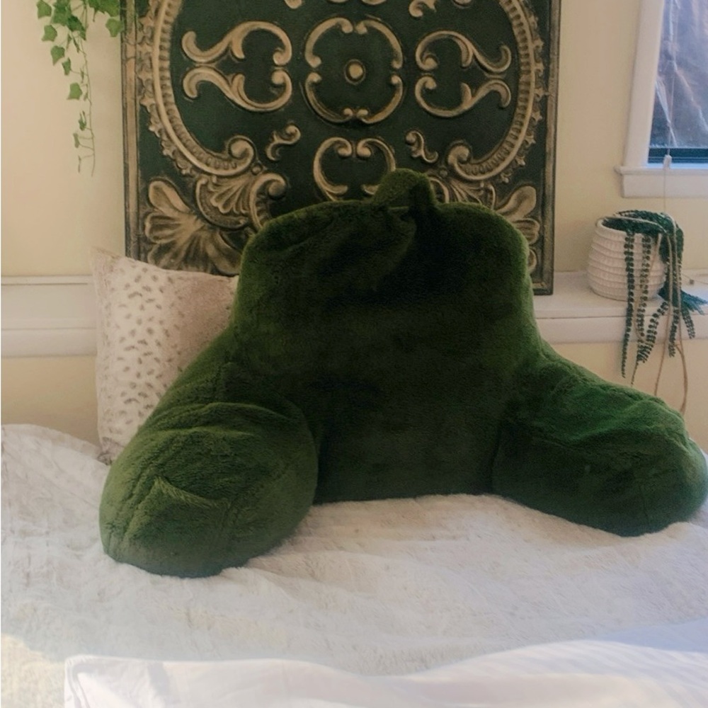 Back rest pillow plush w pocket like new